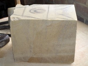 A block of limestone before carving