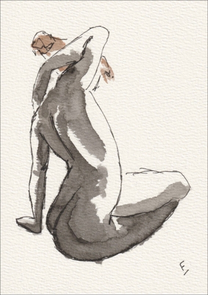 Original Wash And Ink Nude Female Life Painting Sketch Contemporary Fine Art