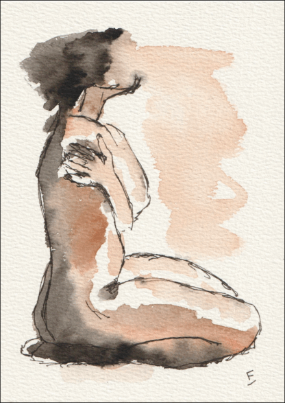 Original Watercolour And Ink Nude Female Life Painting Sketch Contemporary Art