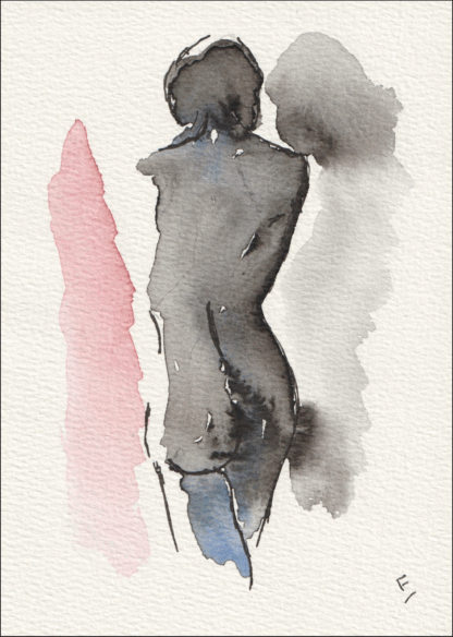 Original Signed Watercolour Painting Nude Female Life Drawing Sketch Wall Art