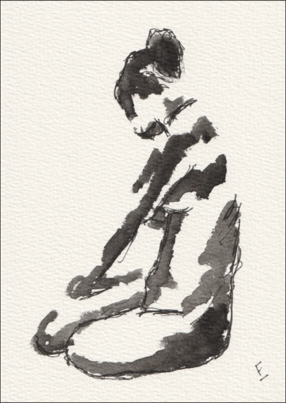Original Signed Watercolour Painting Nude Female Life Drawing Sketch Wall Art