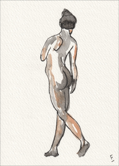 Original Signed Watercolour Painting Nude Female Life Drawing Sketch Wall Art