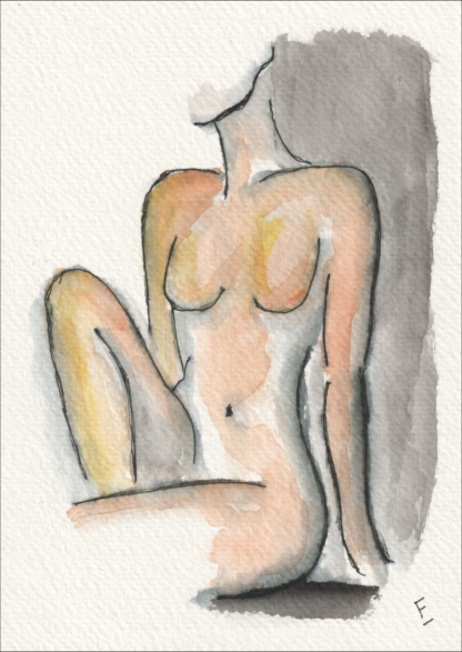 Original Signed Watercolour Painting Nude Female Life Drawing Sketch Wall Art
