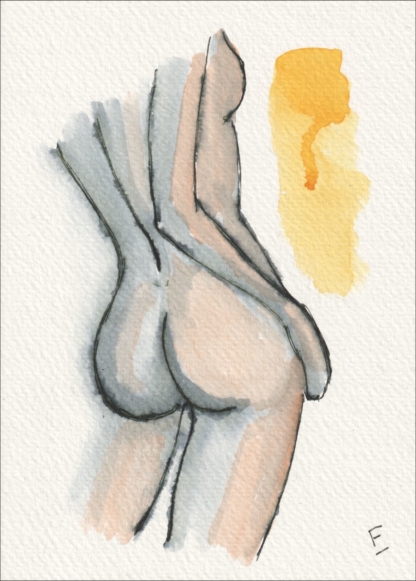 Original Signed Watercolour Painting Nude Female Life Drawing Sketch Wall Art