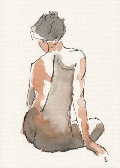 Original Wash And Ink Nude Female Life Painting Sketch Contemporary Fine Art