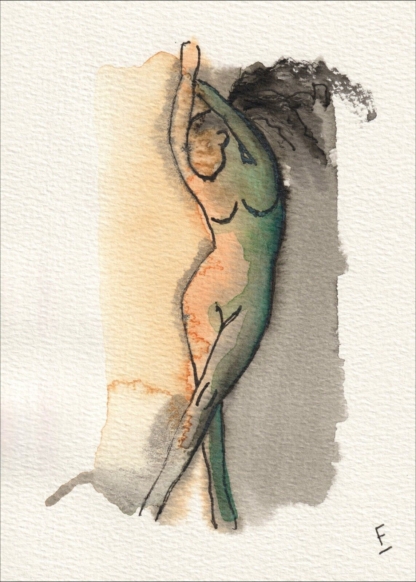 Original Watercolour Painting Nude Female Life Drawing Sketch Signed Wall Art