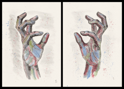 Original Wash And Ink Sketches Of Hands. Not Prints. Anatomy Sketch Life Drawing