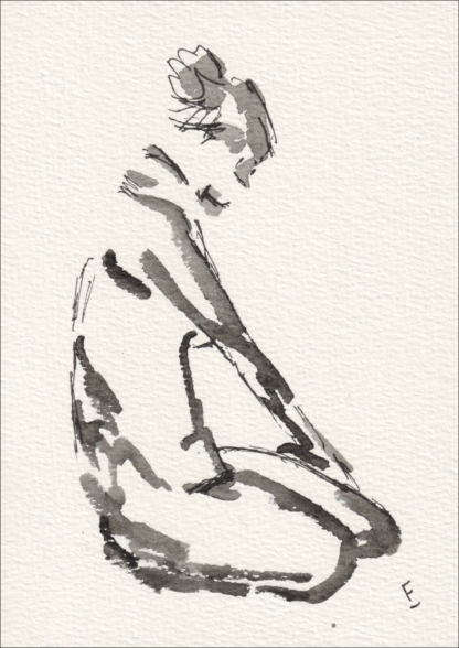 Original Watercolour And Ink Nude Painting Female Life Drawing Wall Art