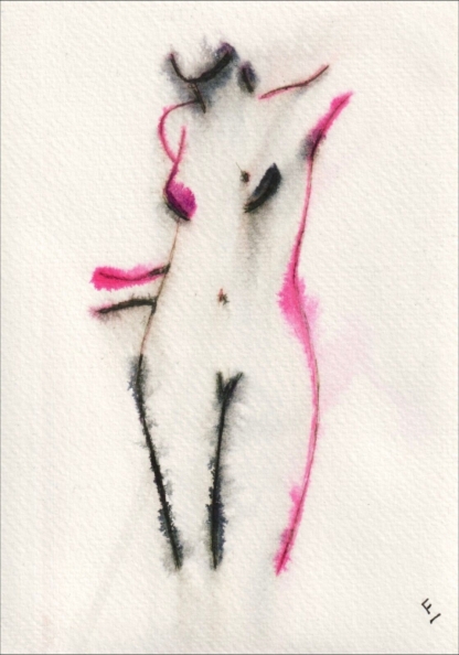Original Abstract Nude Female Life Painting Contemporary Wall Art Ink Sketch