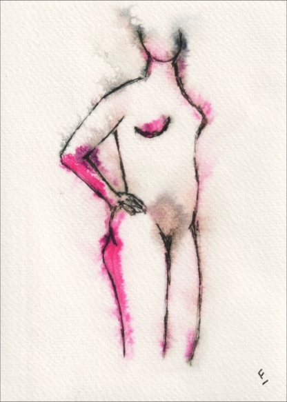 Original Abstract Nude Female Life Painting Contemporary Wall Art Ink Sketch
