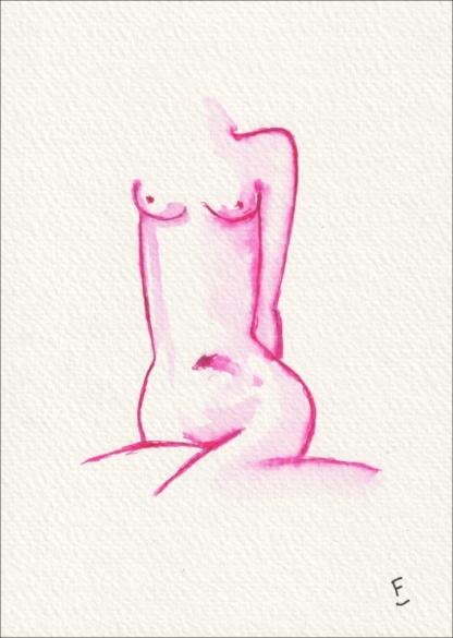 Original Abstract Nude Female Life Painting Contemporary Wall Art Ink Sketch