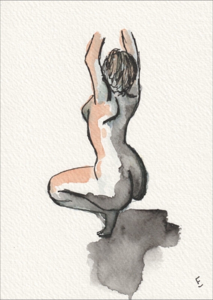Original Abstract Nude Female Life Painting Contemporary Wall Art Ink Sketch