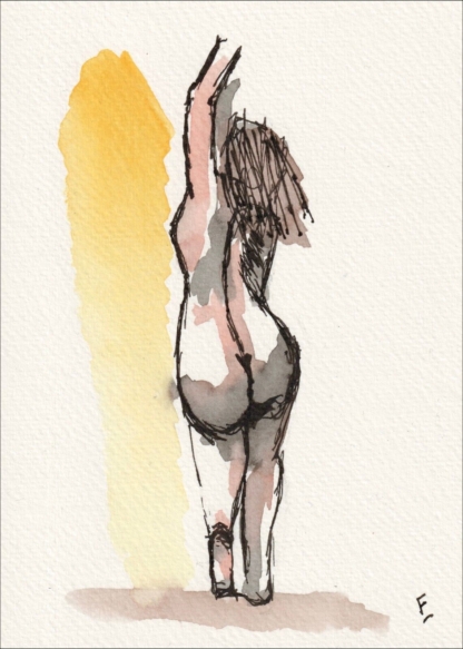 Original Abstract Nude Female Life Painting Contemporary Wall Art Ink Sketch