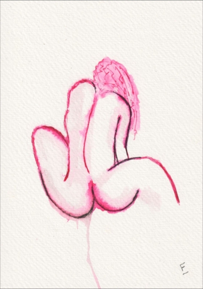 Original Abstract Nude Female Life Painting Contemporary Wall Art Ink Sketch