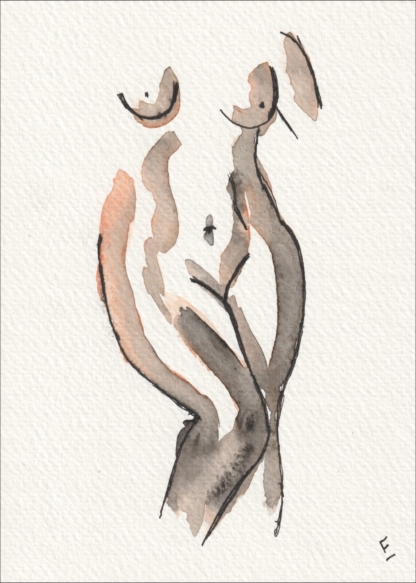 Original Signed Watercolour Painting Nude Female Life Drawing Sketch Wall Art