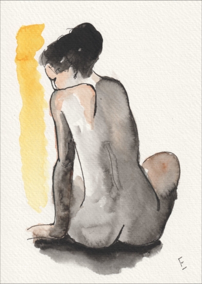 Original Signed Watercolour Painting Nude Female Life Drawing Sketch Wall Art