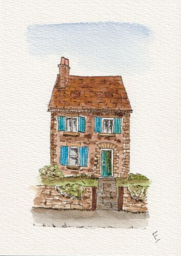 Original Watercolour And Ink Sketch Of A House. Urban Sketching Not A Print