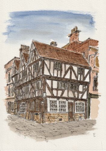 Original Watercolour And Ink Sketch. Tourist Information Office, Castle Square