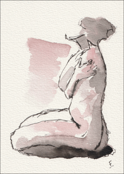 Original Signed Watercolour Painting Nude Female Sketch  - Abstract Life Drawing