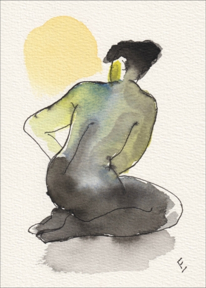 Original Wash And Ink Nude Female Life Painting Sketch Contemporary Fine Art