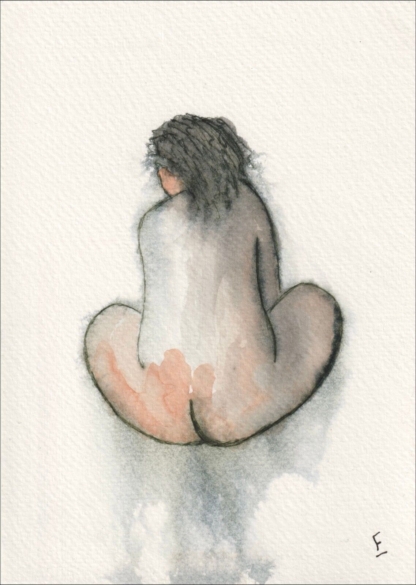 Original Wash And Ink Nude Female Life Painting Sketch Contemporary Fine Art
