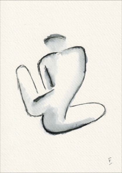 Original Abstract Nude Female Life Painting Contemporary Wall Art Ink Sketch