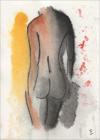 Original Signed Watercolour Painting Nude Female Life Drawing Sketch Wall Art