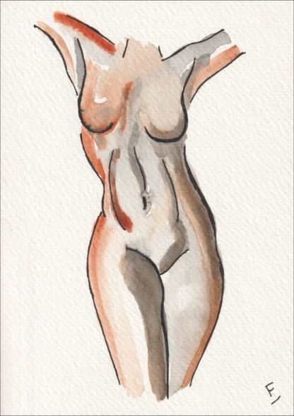 Original Signed Watercolour Painting Nude Female Life Drawing Sketch Wall Art