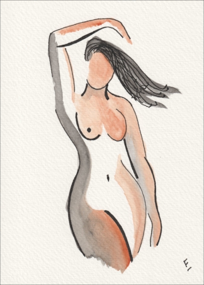 Original Signed Watercolour Painting Nude Female Life Drawing Abstract Wall Art