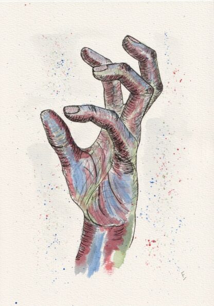 Original Wash And Ink Sketches Of Hands. Not Prints. Anatomy Sketch Life Drawing - Image 3
