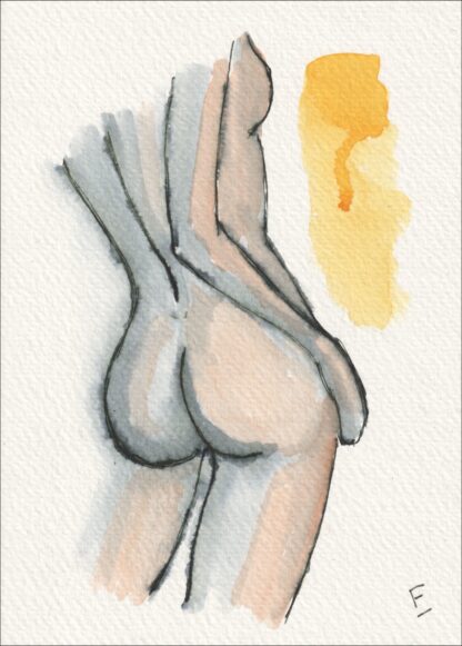 Original Signed Watercolour Painting Nude Female Life Drawing Sketch Wall Art