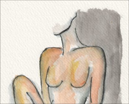 Original Signed Watercolour Painting Nude Female Life Drawing Sketch Wall Art - Image 2