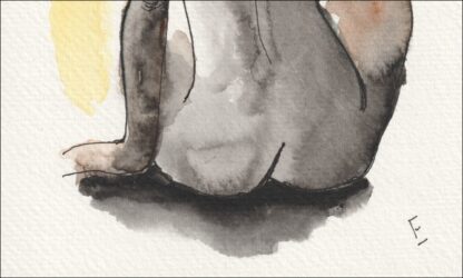 Original Signed Watercolour Painting Nude Female Life Drawing Sketch Wall Art - Image 3