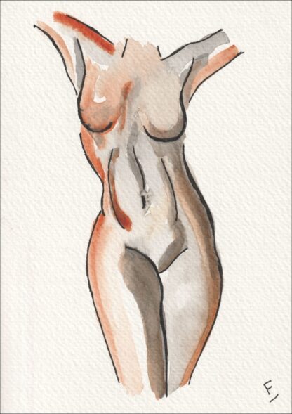 Original Signed Watercolour Painting Nude Female Life Drawing Sketch Wall Art