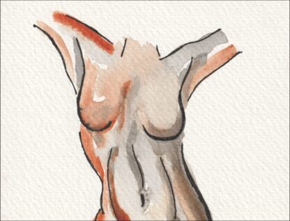 Original Signed Watercolour Painting Nude Female Life Drawing Sketch Wall Art - Image 2