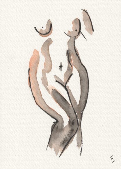 Original Signed Watercolour Painting Nude Female Life Drawing Sketch Wall Art