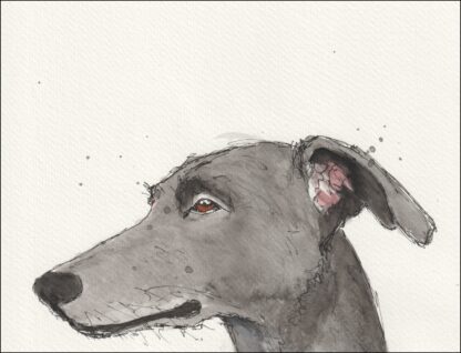 Original Signed Watercolour And Ink Greyhound Painting Dog Portrait Wall Art - Image 2