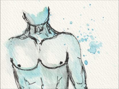 Original Signed Watercolour Painting Nude Male Life Drawing Abstract Wall Art - Image 2