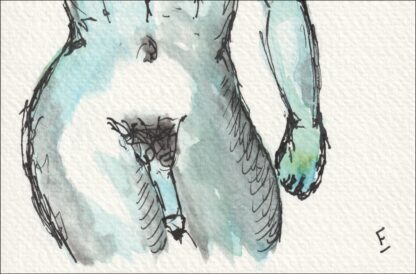 Original Signed Watercolour Painting Nude Male Life Drawing Abstract Wall Art - Image 3