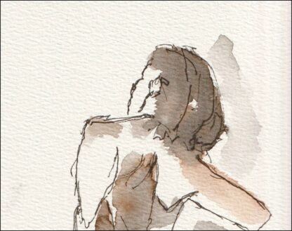 Original Watercolour And Ink Painting Female Life Drawing Contemporary Wall Art - Image 2