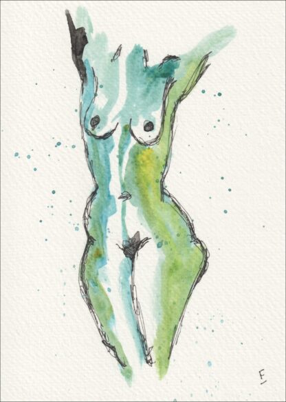 Original Signed Watercolour Painting Nude Female Life Drawing Abstract Wall Art