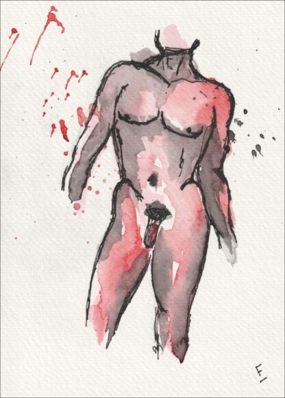 Original Signed Watercolour Painting Nude Male Life Drawing Direct From Artist