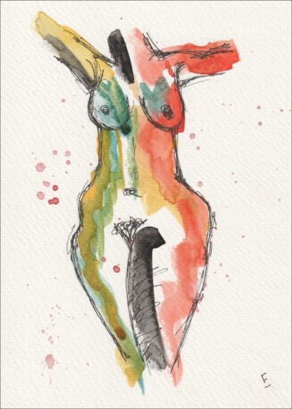 Original Signed Watercolour Painting Nude Female Life Drawing Direct From Artist