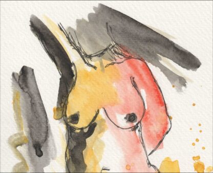 Original Watercolour Painting Nude Female Life Drawing Signed Abstract Wall Art - Image 2
