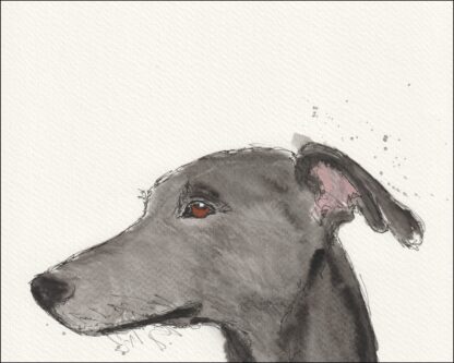 Original Signed Watercolour And Ink Greyhound Sketch Wall Art Dog Portrait A4 - Image 2