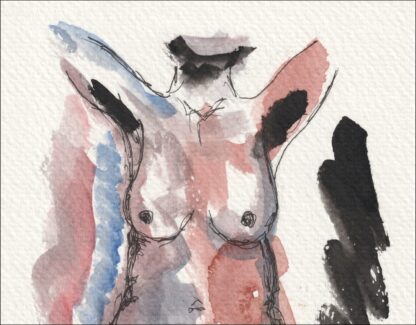 Original Watercolour Painting Of  A Figurative Nude Female Wall Art Signed - Image 2
