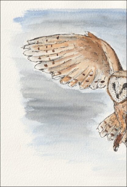 Original Watercolour And Ink Painting Of An Owl, Contemporary Bird Art, A4 - Image 2