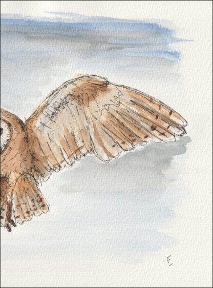 Original Watercolour And Ink Painting Of An Owl, Contemporary Bird Art, A4 - Image 3