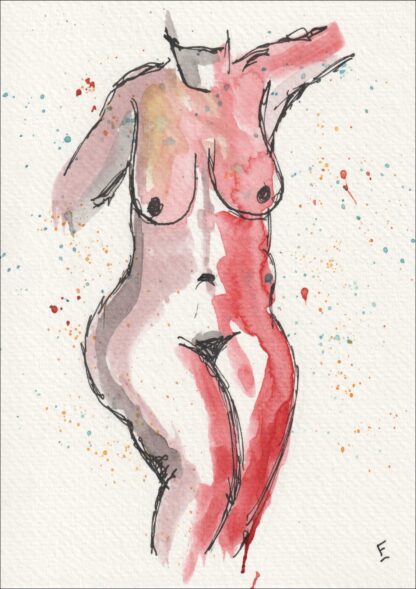 Figurative Nude Female Painting Original Watercolour Contemporary Life Drawing
