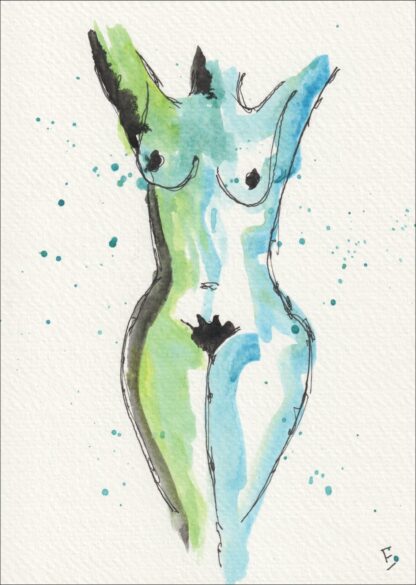 Nude Female Art Original Watercolour Figurative Life Drawing Of A Woman